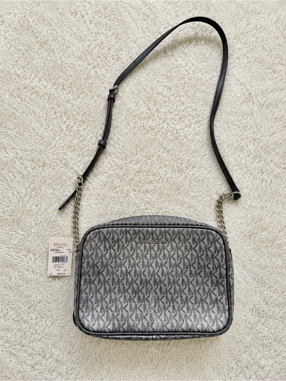 Michael Kors Gray MK Monogram Crossbody Camera Bag